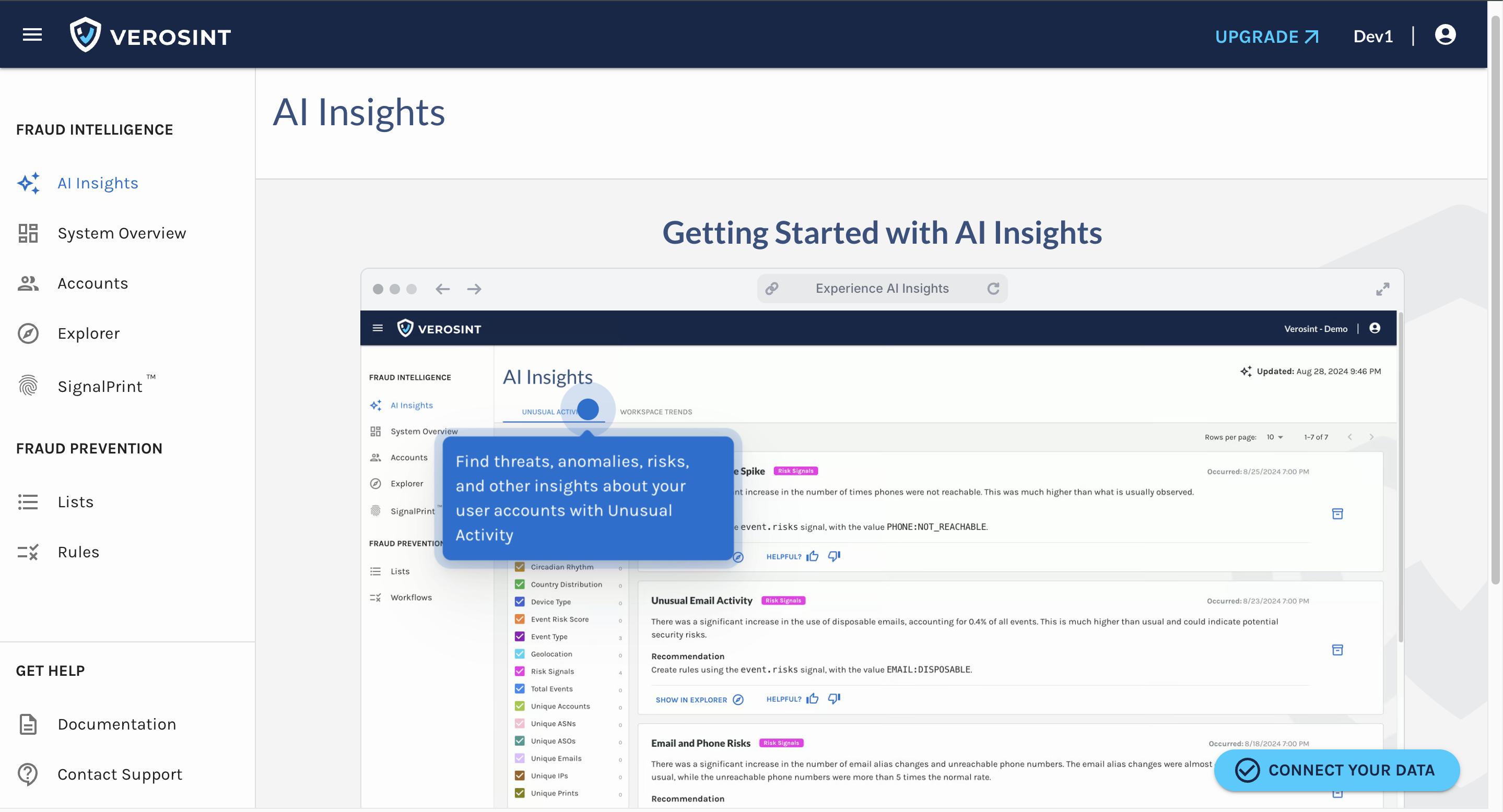 Interactive demo of AI Insights