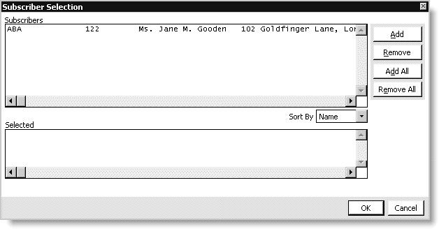 From Subscriptions, select Generate reports, choose report, click Run, enable Selection List, and click OK