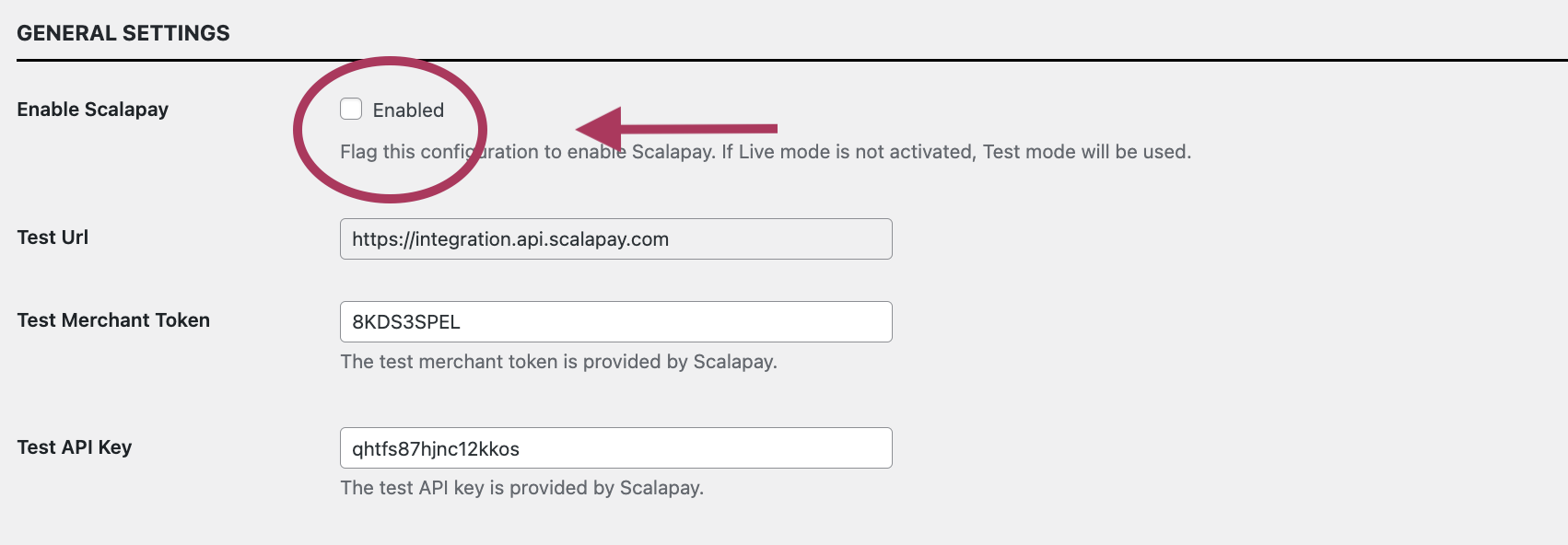 Disable the Test mode by deselecting the first flag