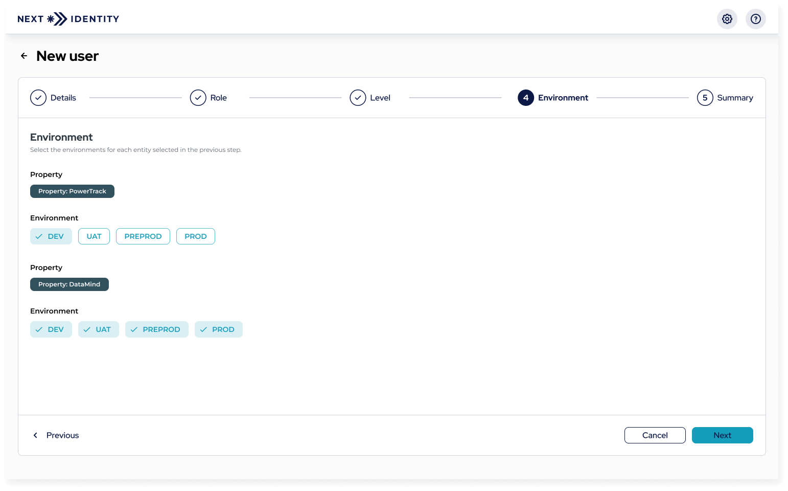 Step 4: Select environments