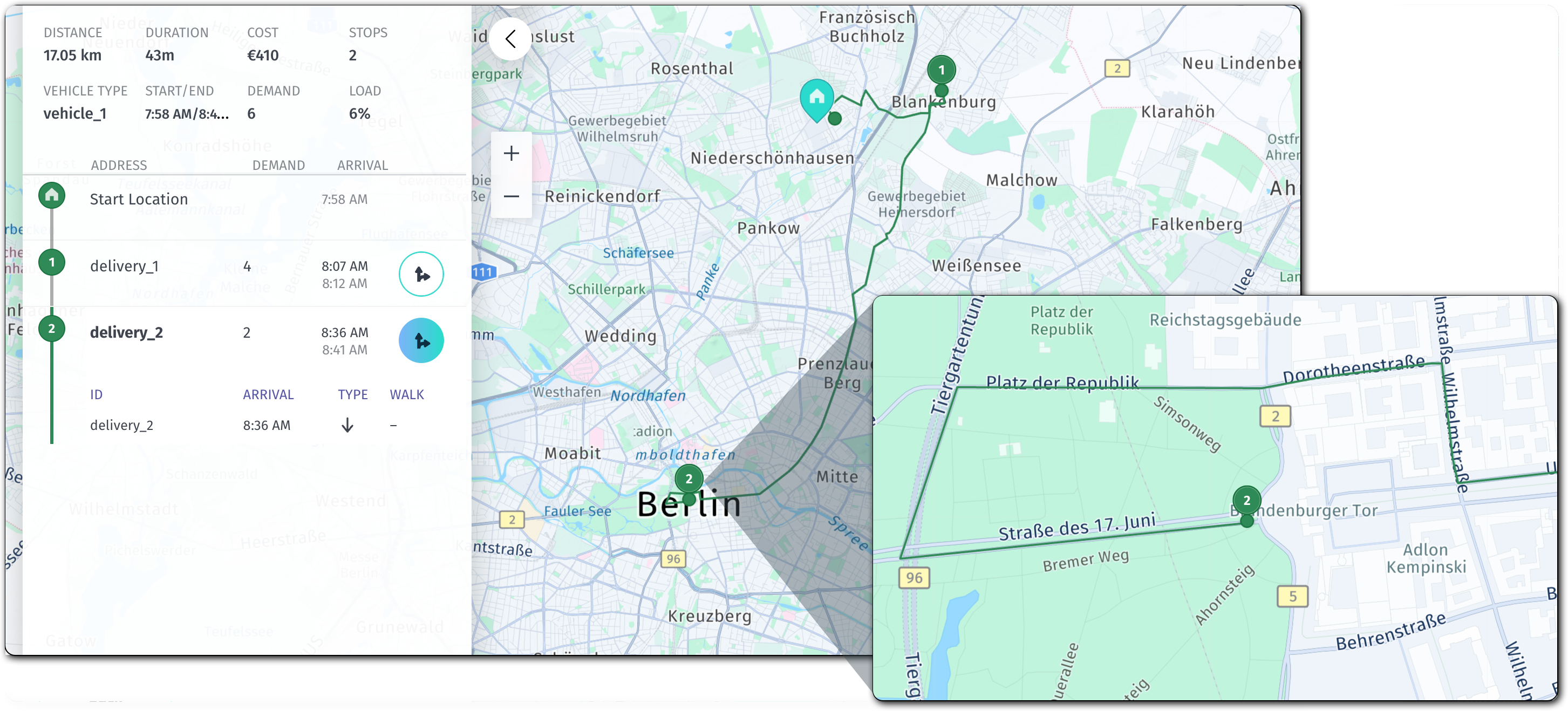 An updated solution that contains a job location for which routing violations were ignored