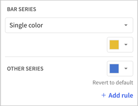 Color mark option with single color displaying for bar series and a drop down available to set the color, and a separate section for other series and a dropdown to set the relevant colors.