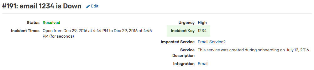 Extracted incident key