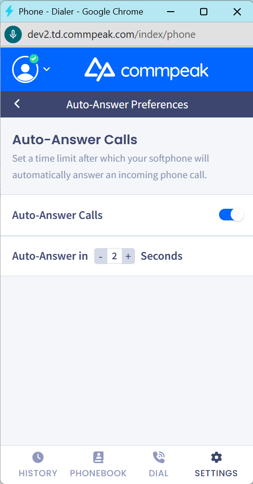 Screenshot of the **Auto-Answer Calls** options