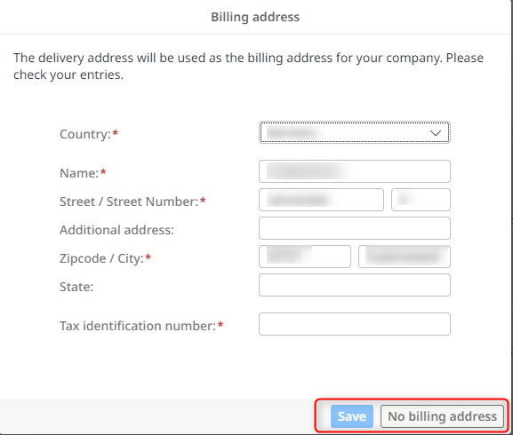 Create a billing address automatically