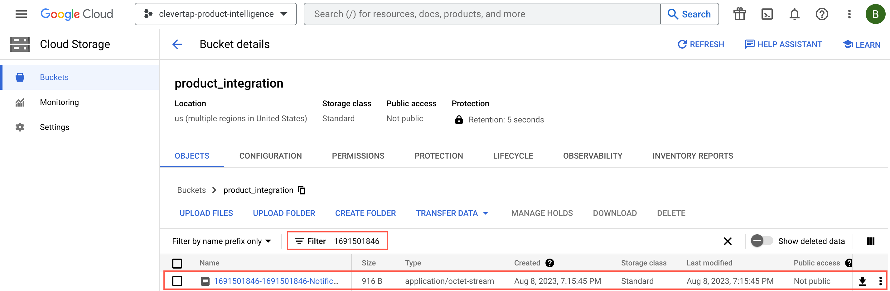 View Exported Data in GCS Bucket