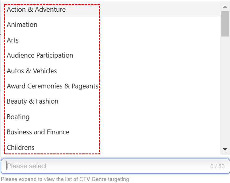 **Select CTV Genre option**