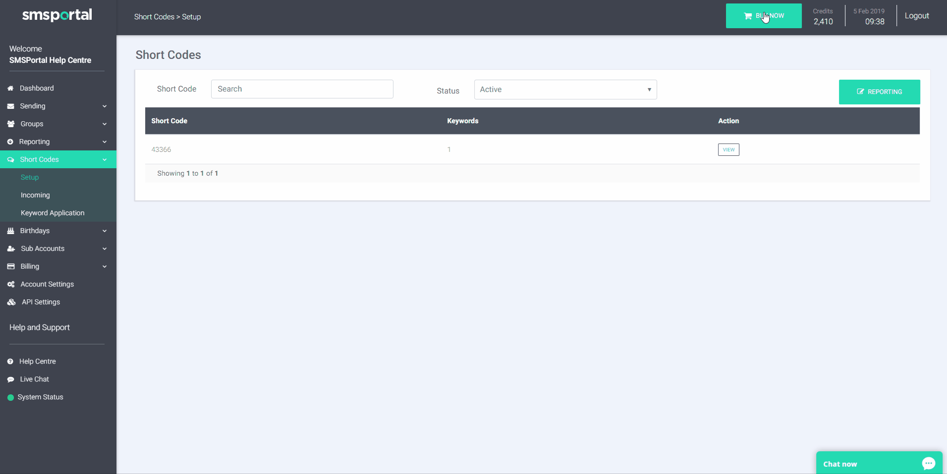 Setting up a Short Code or Keyword