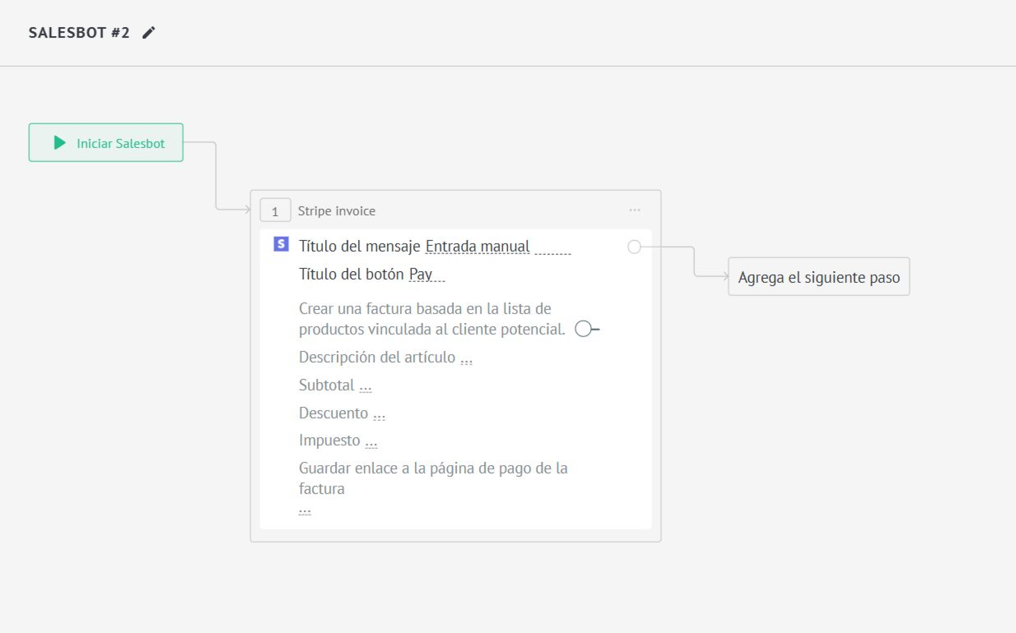 Ejemplo de un widget en Salesbot paso personalizado