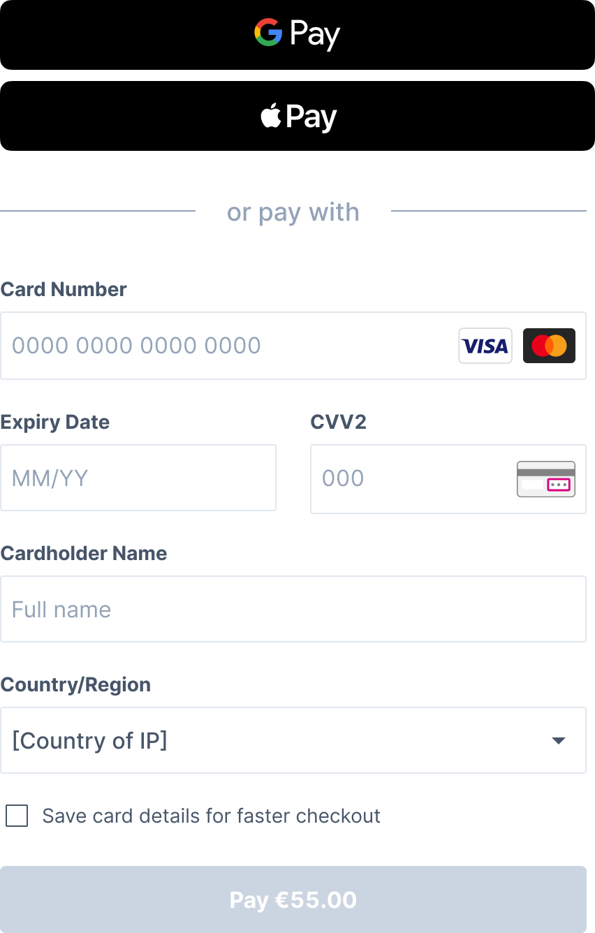 Web SDK - Payment Form with Saved Card Checkbox