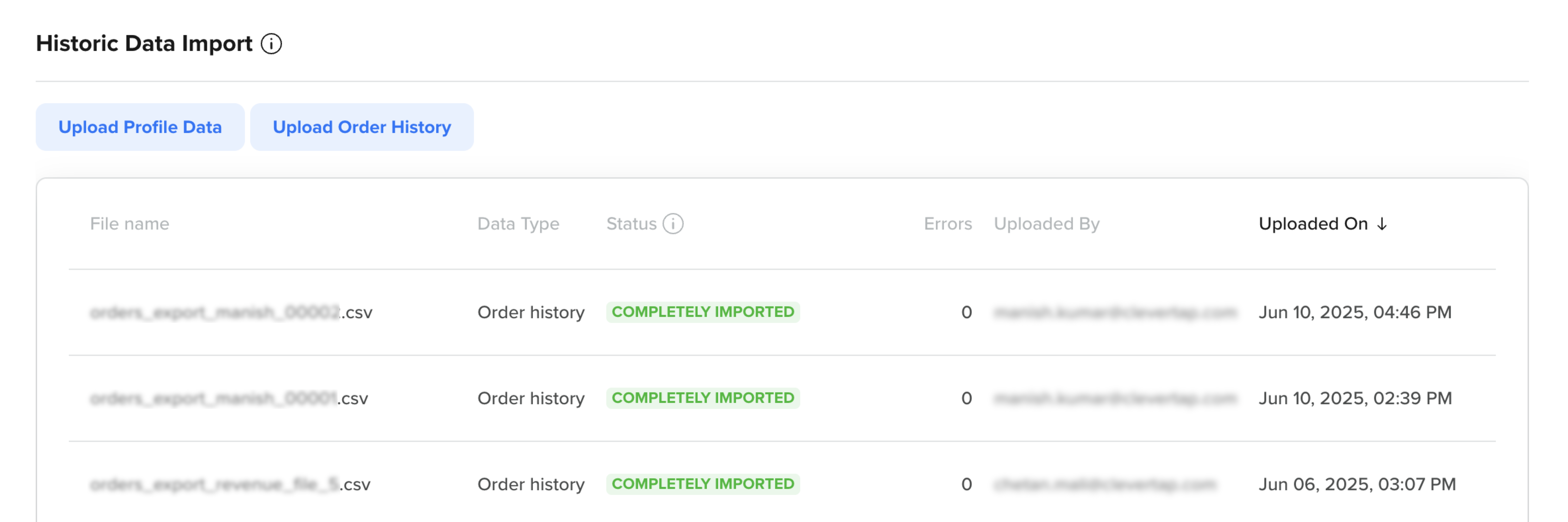 Historical Data Import