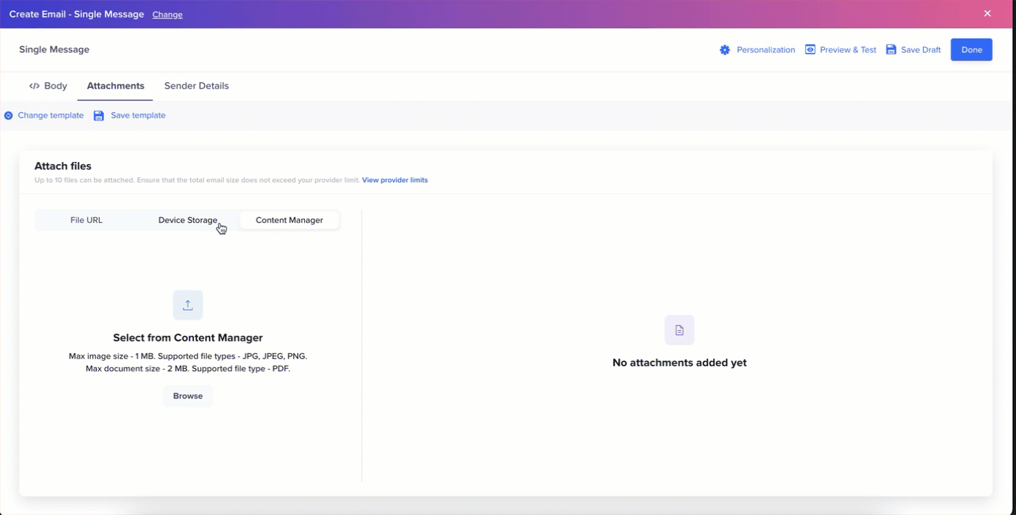 Attach Files via Content Manager