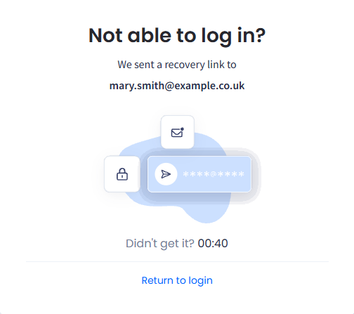 Screenshotr of the Recovery link sent message