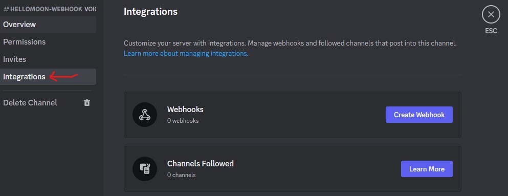 Integrations link