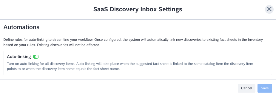 Configuring SaaS Discovery Inbox Settings