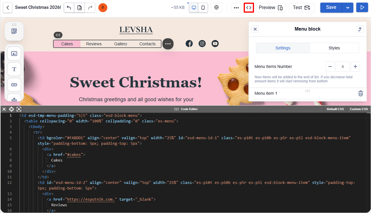 Code editor element selection