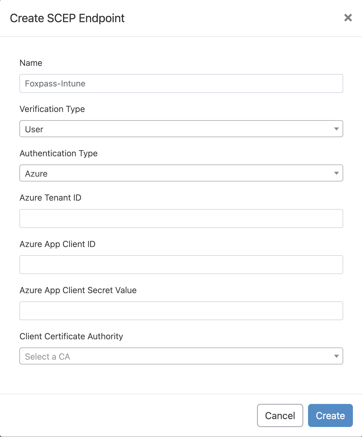 Create SCEP endpoint for Intune