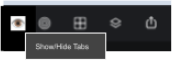 Screenshot showing the tool to toggle display of tabs