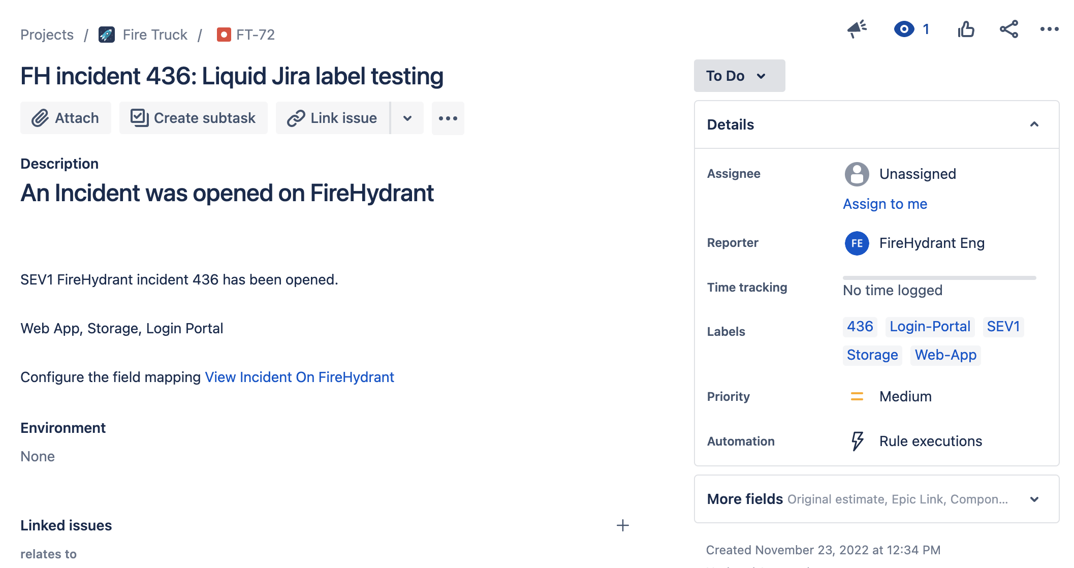 Custom labels mapped on an incident ticket in Jira