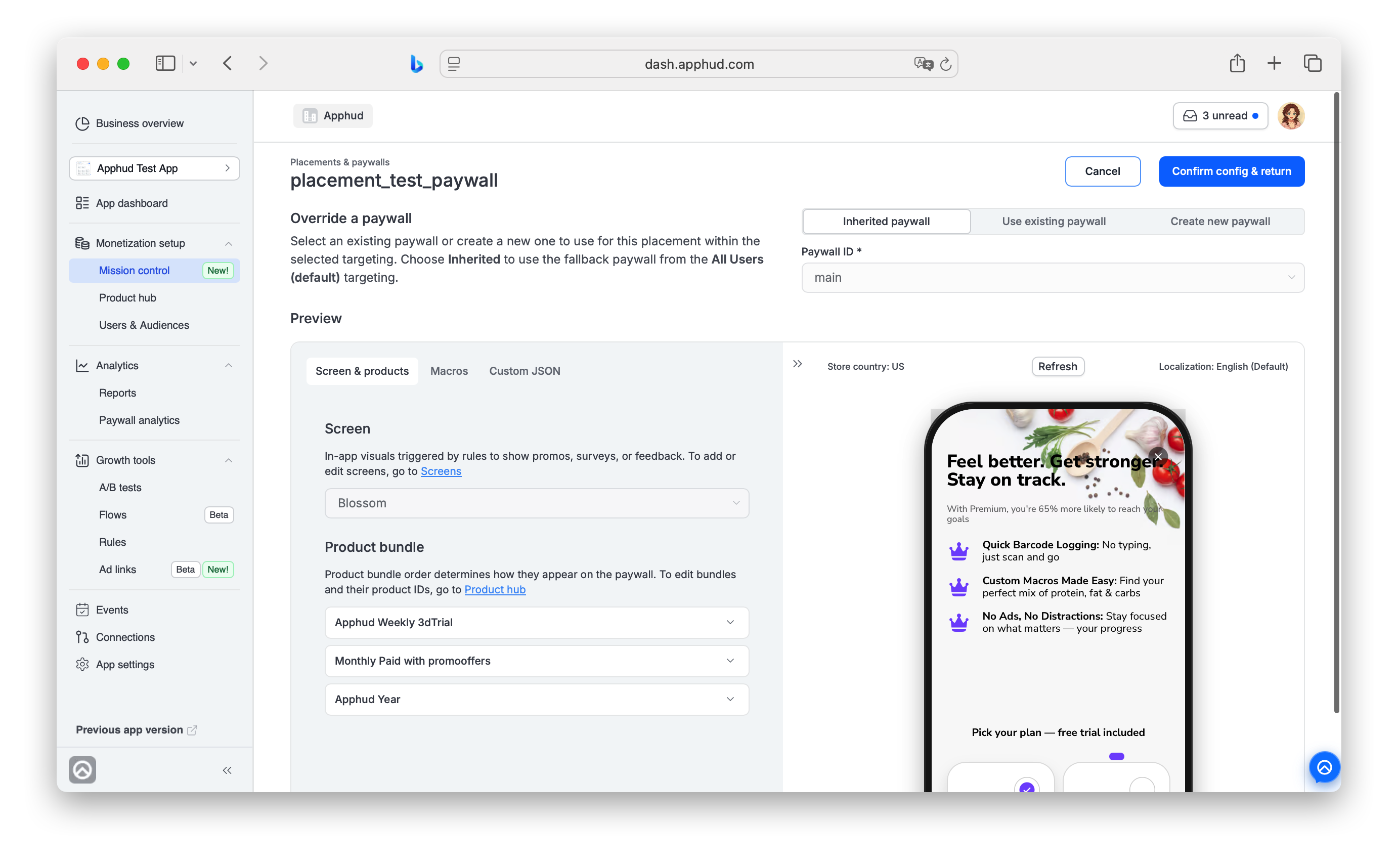Targeting- Inheriting Paywall for a Placement
