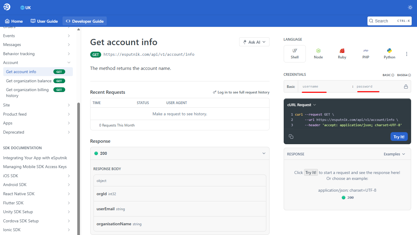 Enter the username and password