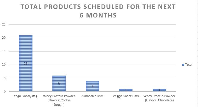 Next 6 Months Products Scheduled (Excel Chart)