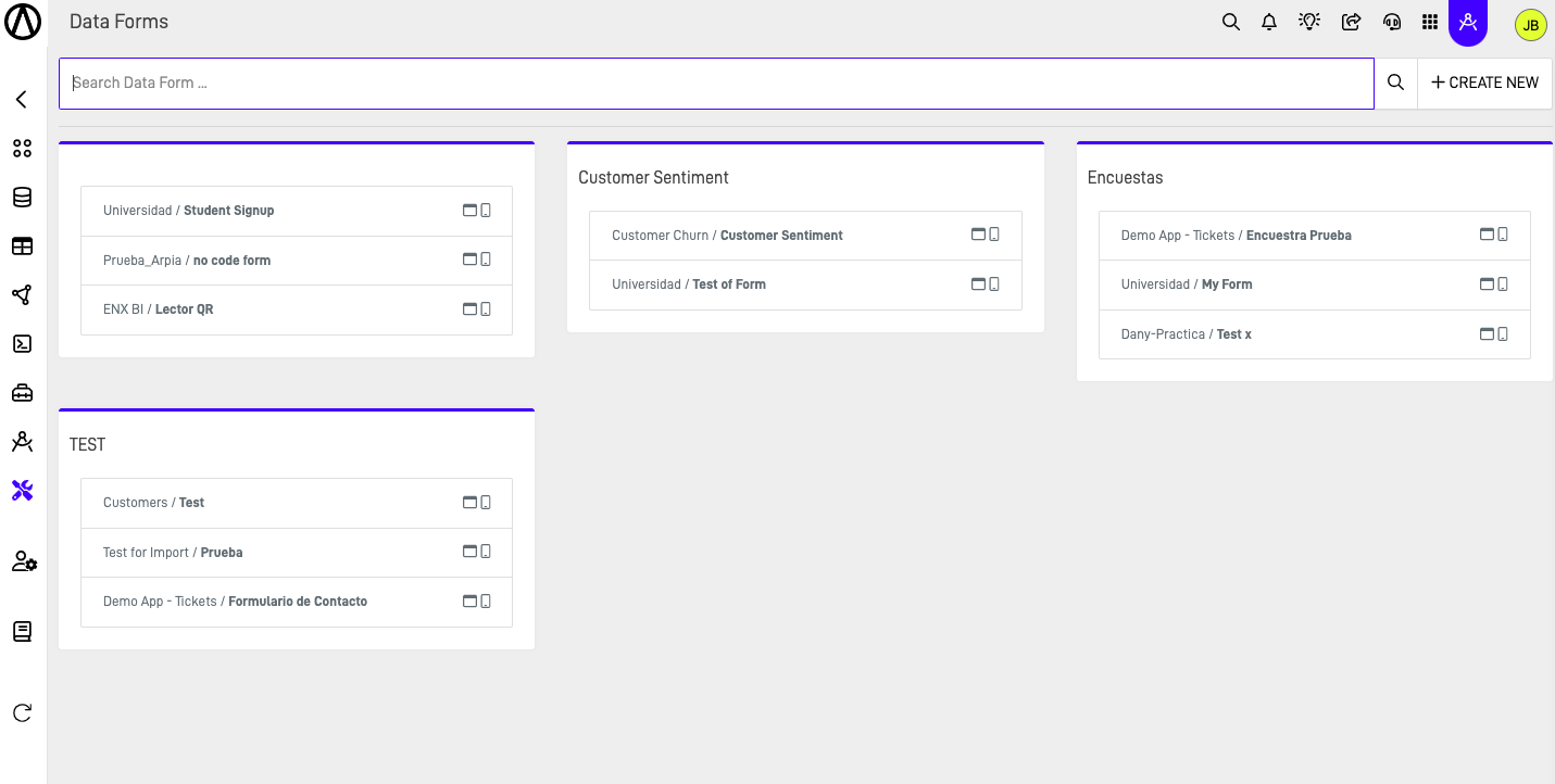 Data Form Screen