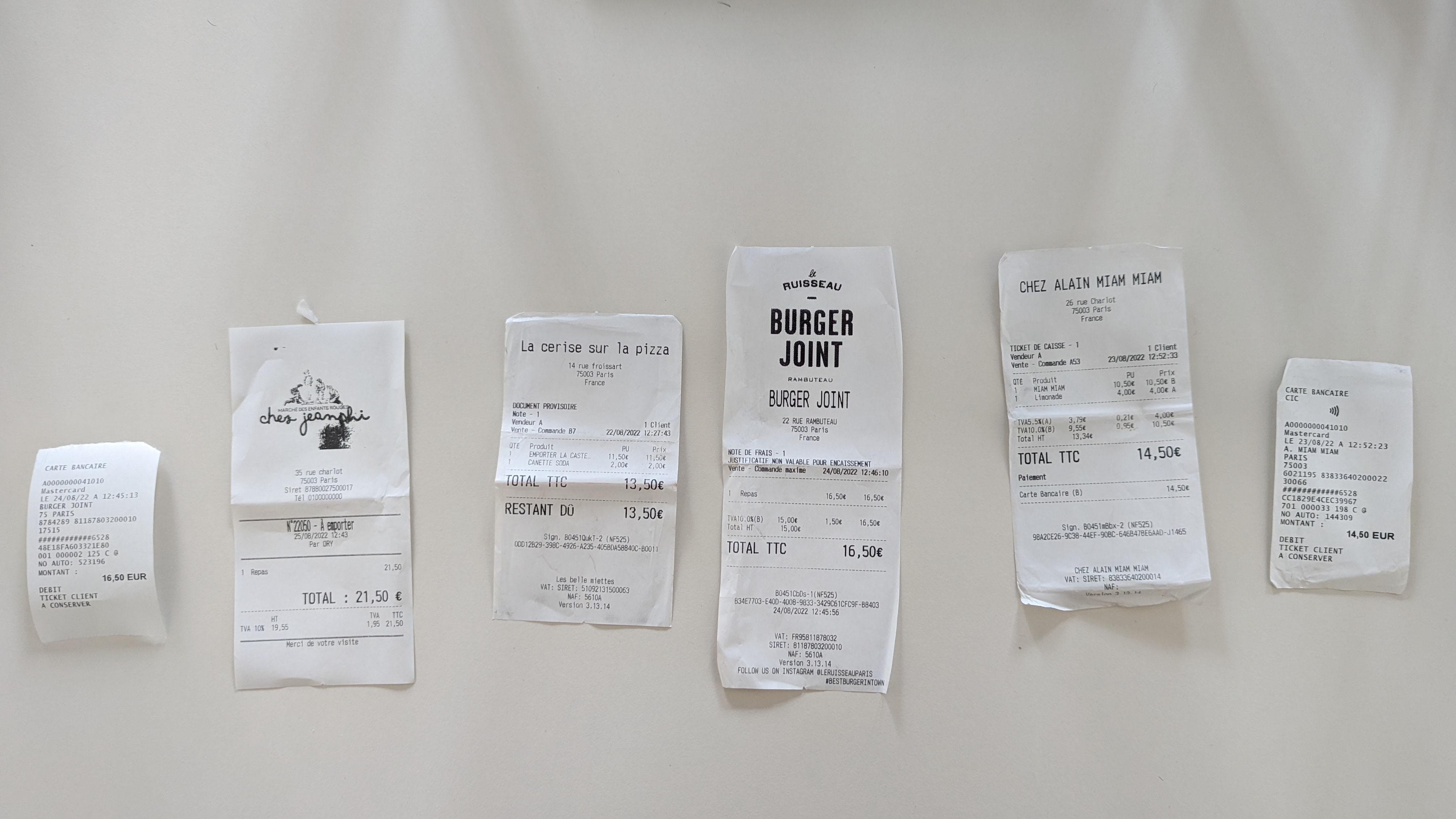 A sample image containing multiple receipts