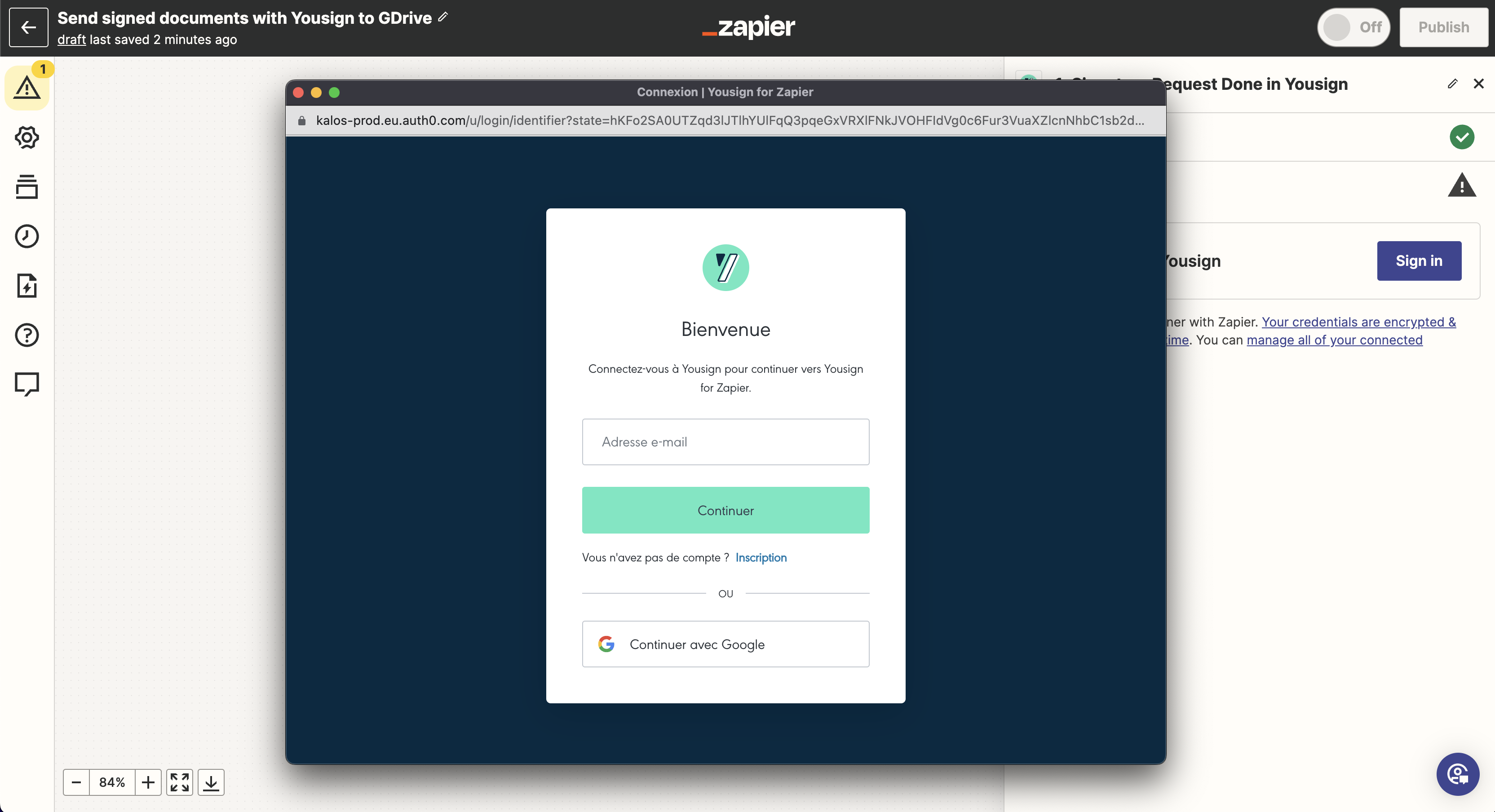 Sign in Yousign for Zapier