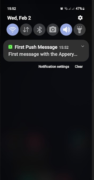 Push Notification message on an Android device