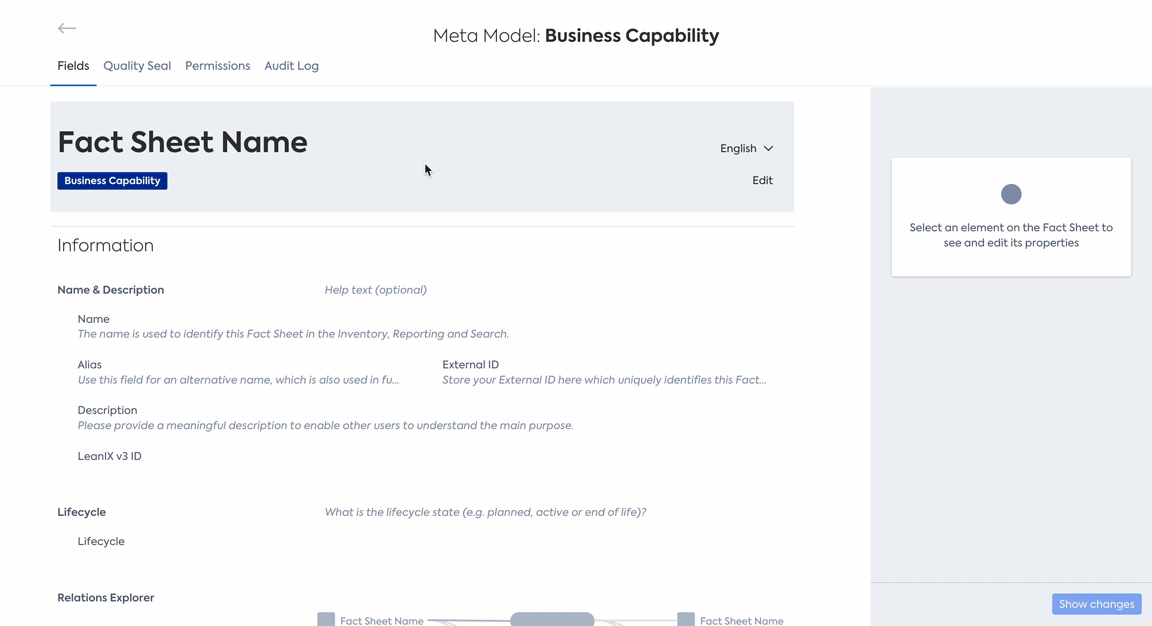 Adding new subsection to Business Capability Fact Sheet.