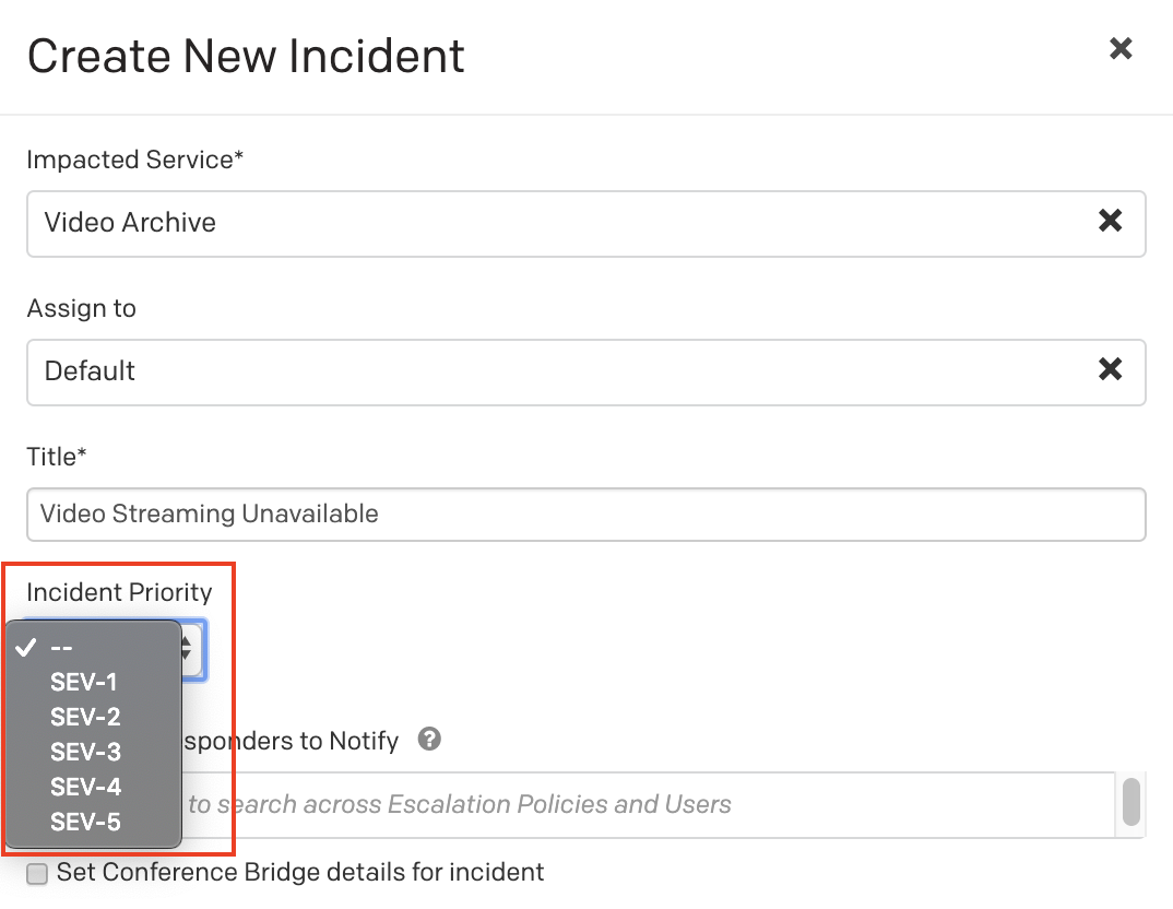 Set priority at incident creation