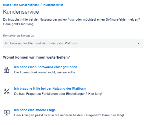 Möglichkeiten, ein Problem zu melden