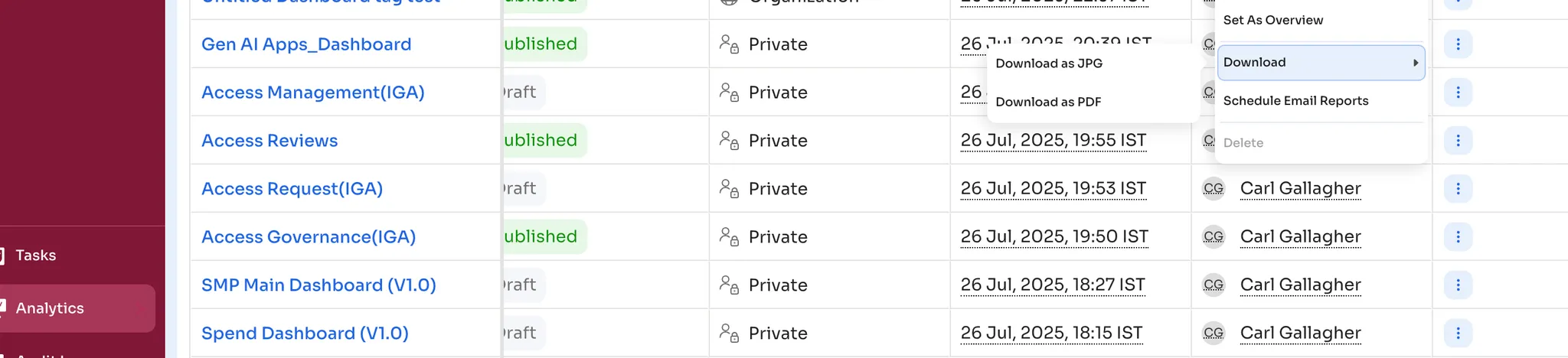 Download Dashboard