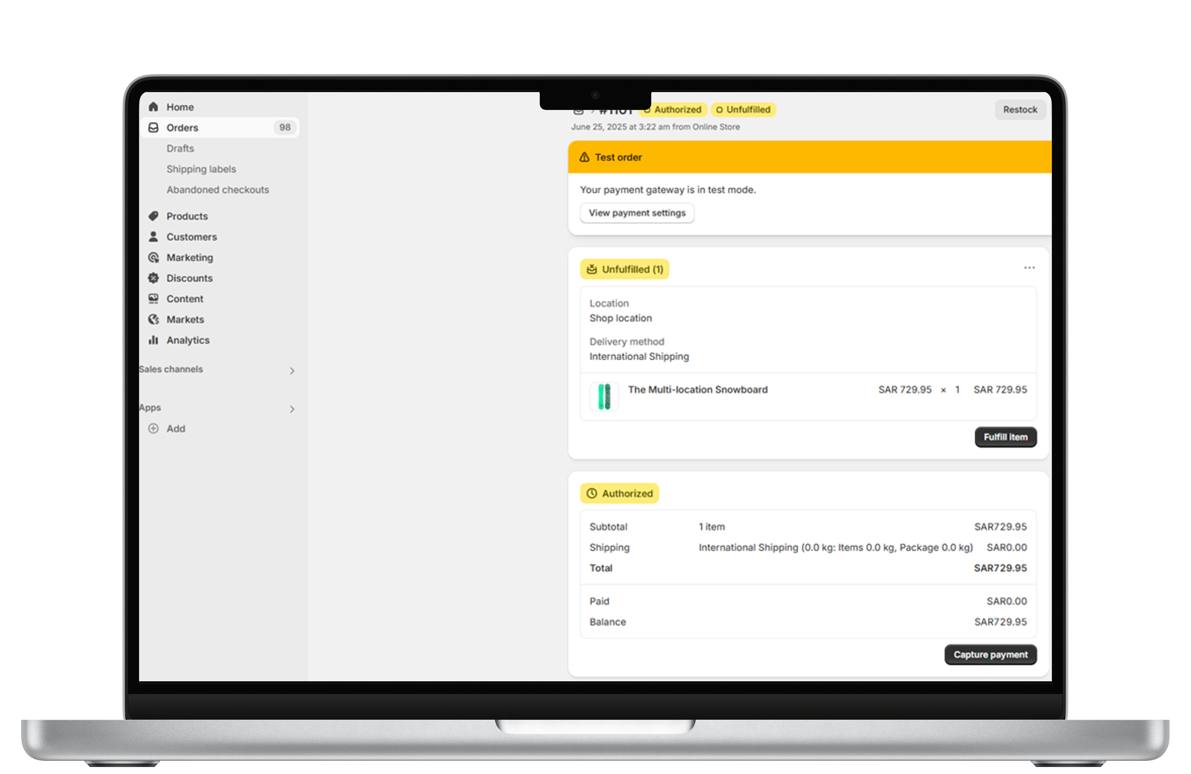 The screenshot displays the steps a merchant should take to navigate to order before they can capture a transaction. 