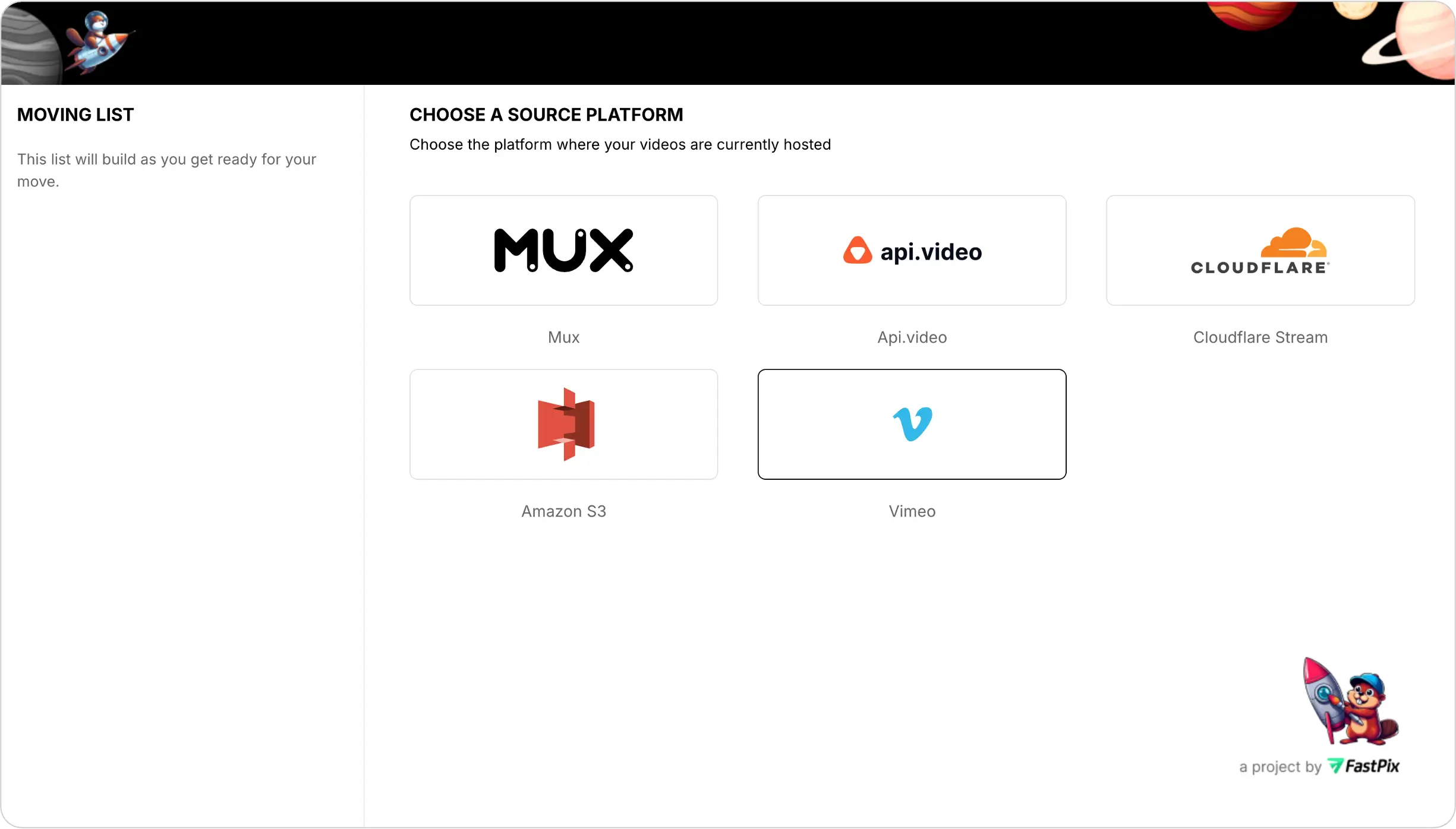 Source platform selection