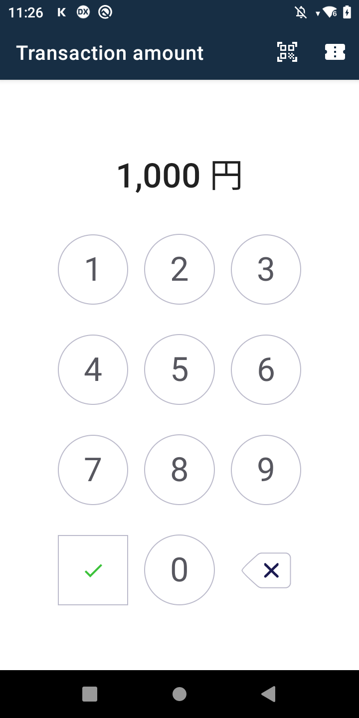 Enter payment amount screen