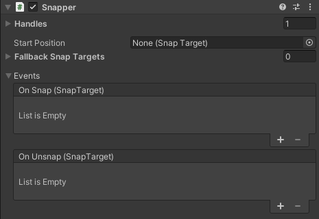 Snapper component as it appears in the Inspector