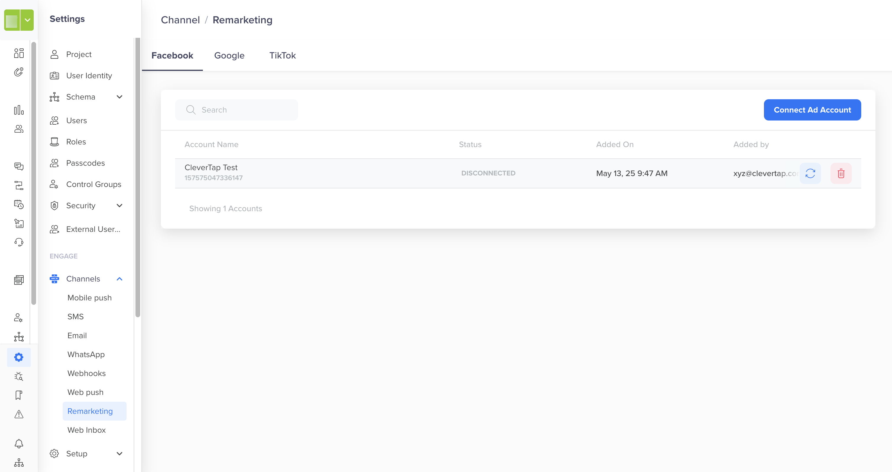 Reconnecting Ad Account
