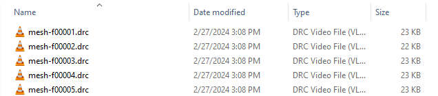 The contents of the geometry sequence folder