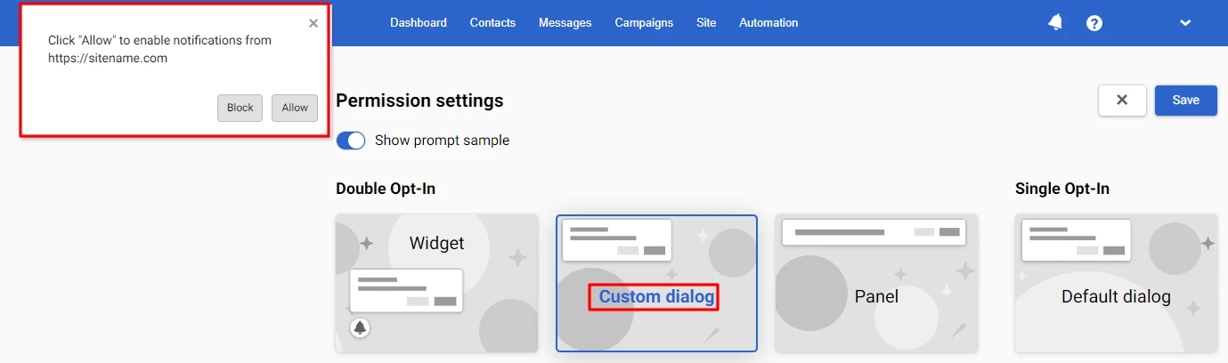 Custom dialog