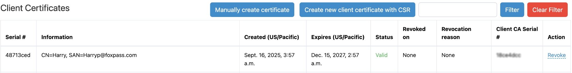 Client certificate