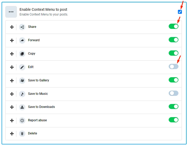 enable context menu