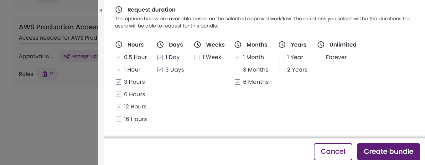 New bundle form, request duration