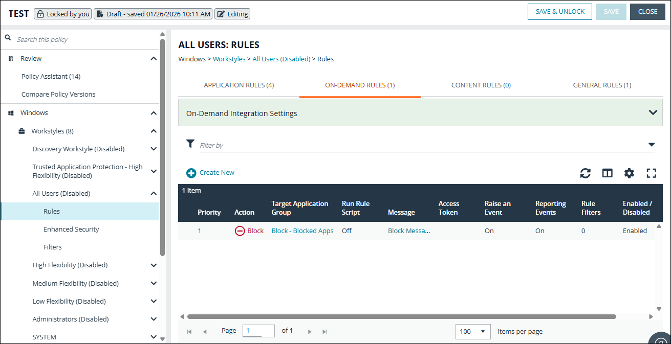 Creating an on-demand application rule in EPM Policy Editor