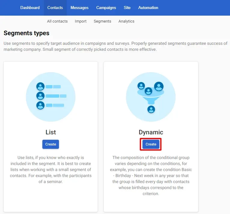 Dynamic segment