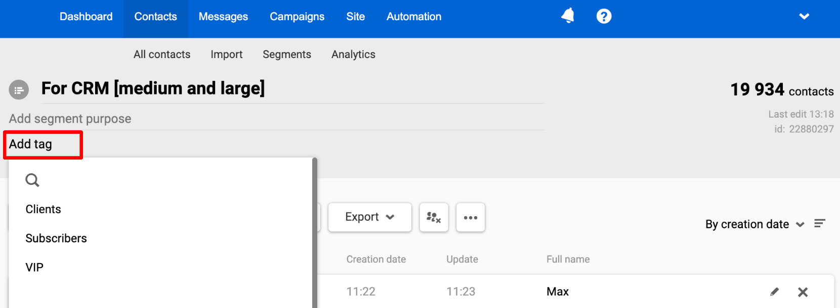 Contact Segment