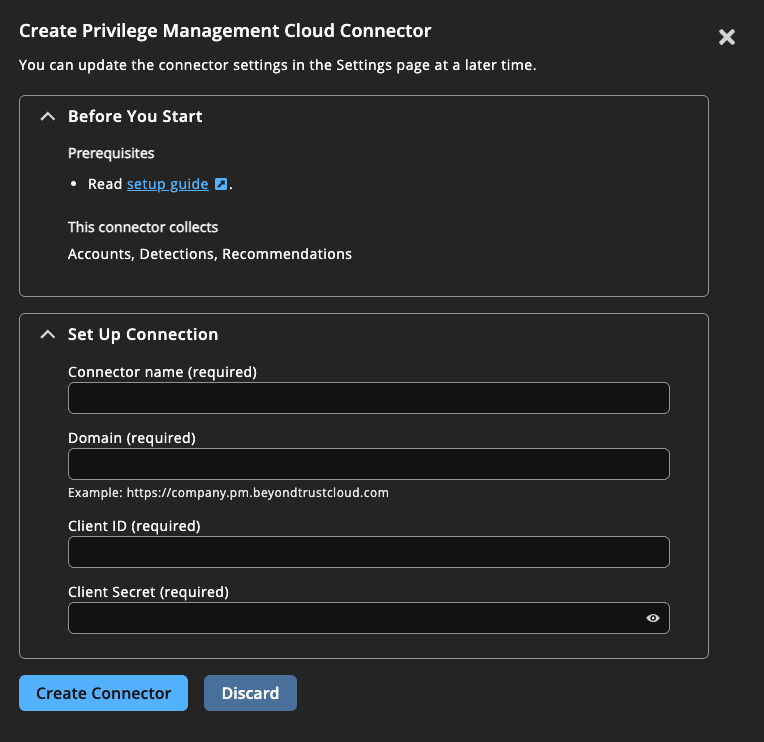 Endpoint Privilege Management connector settings