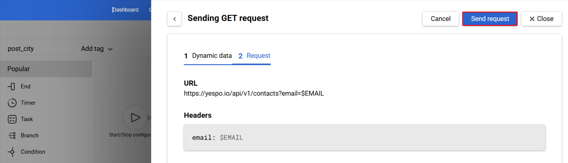 Send request