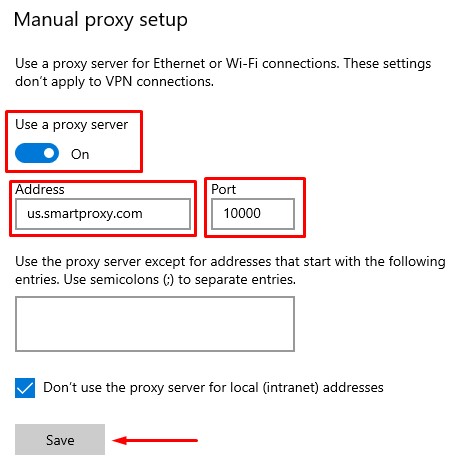 Opera configuration on Windows - proxy setup